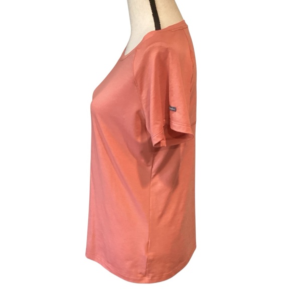 Columbia Pleat Back Short Sleeve Round Neck Active Top, Salmon Color - Small‎ - Picture 2 of 10